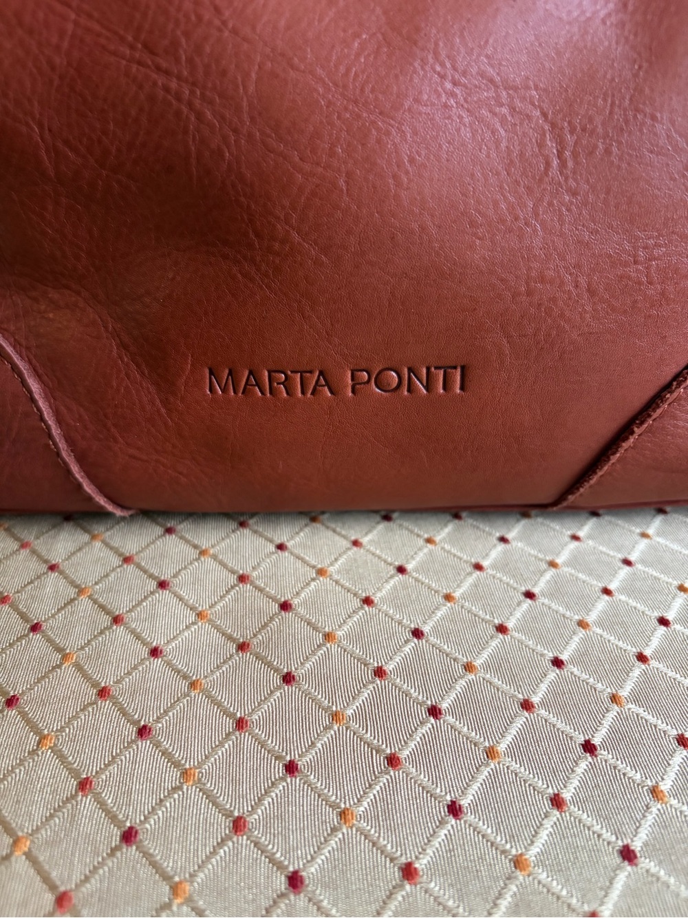 Marta Ponti Italian Leather Hobo Bag Cognac Brown Soft Genuine Leather